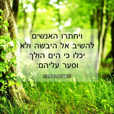 Picture 07 - יונה 1:13 HEB - ויחתרו האנשים להשיב אל - Bible Verse Picture