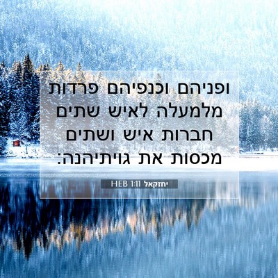 Picture 07 - יחזקאל 1:11 HEB - ופניהם וכנפיהם פרדות - Bible Verse Picture