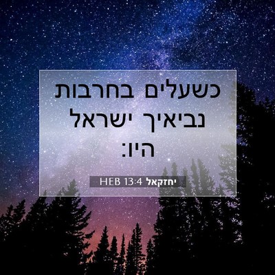 Picture 07 - יחזקאל 13:4 HEB - כשעלים בחרבות נביאיך ישראל - Bible Verse Picture