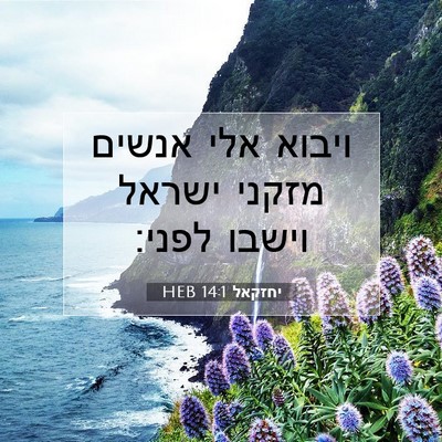 Picture 07 - יחזקאל 14:1 HEB - ויבוא אלי אנשים מזקני - Bible Verse Picture