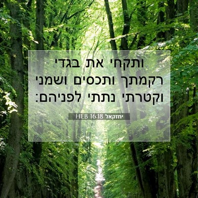 Picture 07 - יחזקאל 16:18 HEB - ותקחי את בגדי רקמתך ותכסים - Bible Verse Picture