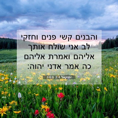 Picture 07 - יחזקאל 2:4 HEB - והבנים קשי פנים וחזקי לב - Bible Verse Picture