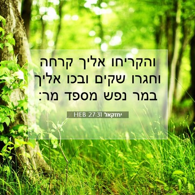 Picture 07 - יחזקאל 27:31 HEB - והקריחו אליך קרחה וחגרו - Bible Verse Picture