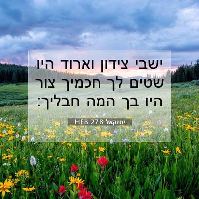 Picture 07 - יחזקאל 27:8 HEB - ישבי צידון וארוד היו שטים - Bible Verse Picture