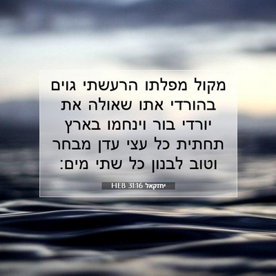 Picture 07 - יחזקאל 31:16 HEB - מקול מפלתו הרעשתי גוים - Bible Verse Picture