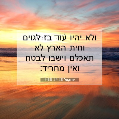 Picture 07 - יחזקאל 34:28 HEB - ולא יהיו עוד בז לגוים וחית - Bible Verse Picture