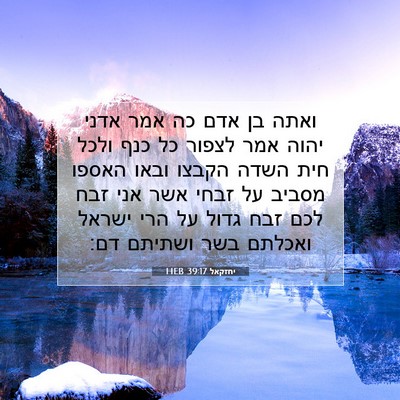 Picture 07 - יחזקאל 39:17 HEB - ואתה בן אדם כה אמר אדני - Bible Verse Picture