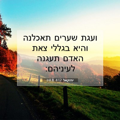 Picture 07 - יחזקאל 4:12 HEB - ועגת שערים תאכלנה והיא - Bible Verse Picture