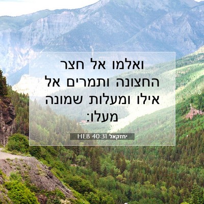 Picture 07 - יחזקאל 40:31 HEB - ואלמו אל חצר החצונה ותמרים - Bible Verse Picture
