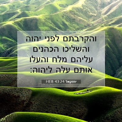 Picture 07 - יחזקאל 43:24 HEB - והקרבתם לפני יהוה והשליכו - Bible Verse Picture