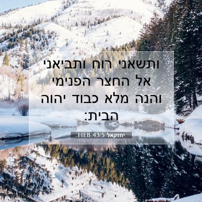 Picture 07 - יחזקאל 43:5 HEB - ותשאני רוח ותביאני אל החצר - Bible Verse Picture