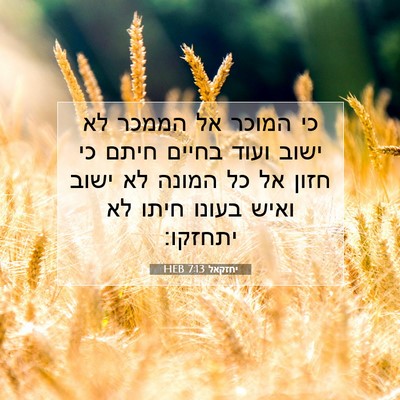 Picture 07 - יחזקאל 7:13 HEB - כי המוכר אל הממכר לא ישוב - Bible Verse Picture