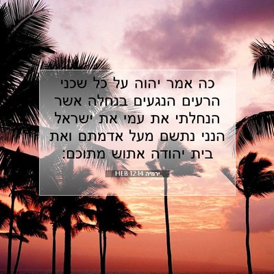 Picture 07 - ירמיה 12:14 HEB - כה אמר יהוה על כל שכני - Bible Verse Picture
