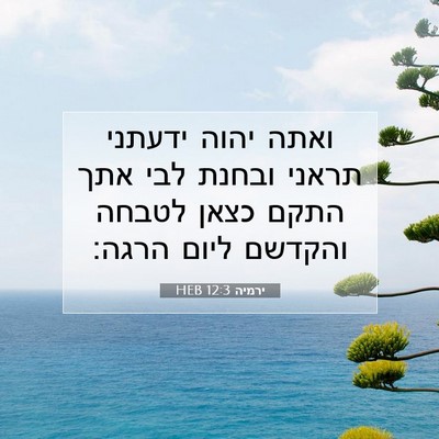 Picture 07 - ירמיה 12:3 HEB - ואתה יהוה ידעתני תראני - Bible Verse Picture