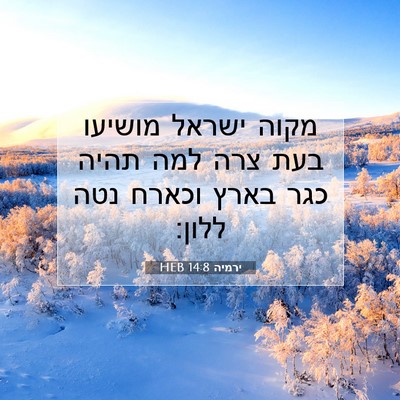 Picture 07 - ירמיה 14:8 HEB - מקוה ישראל מושיעו בעת צרה - Bible Verse Picture