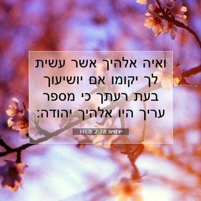 Picture 07 - ירמיה 2:28 HEB - ואיה אלהיך אשר עשית לך - Bible Verse Picture