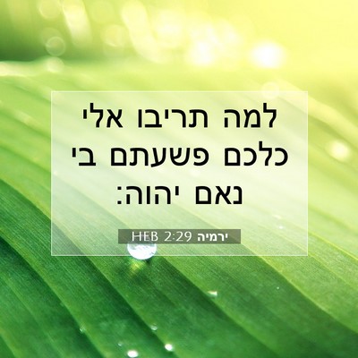 Picture 07 - ירמיה 2:29 HEB - למה תריבו אלי כלכם פשעתם בי - Bible Verse Picture