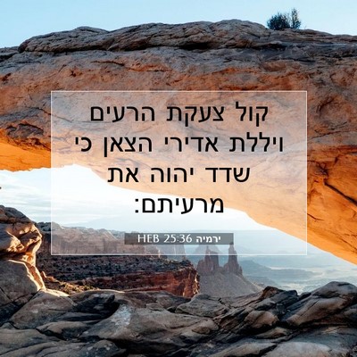 Picture 07 - ירמיה 25:36 HEB - קול צעקת הרעים ויללת אדירי - Bible Verse Picture