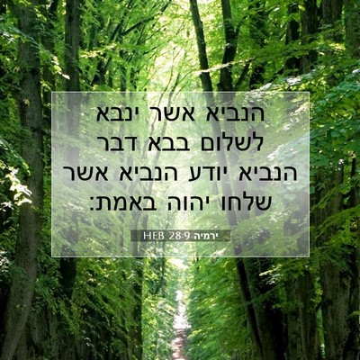 Picture 07 - ירמיה 28:9 HEB - הנביא אשר ינבא לשלום בבא - Bible Verse Picture