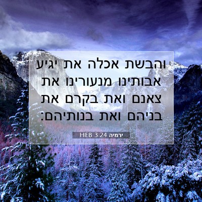 Picture 07 - ירמיה 3:24 HEB - והבשת אכלה את יגיע אבותינו - Bible Verse Picture
