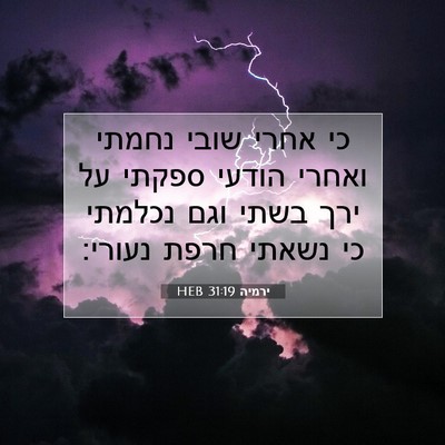 Picture 07 - ירמיה 31:19 HEB - כי אחרי שובי נחמתי ואחרי - Bible Verse Picture