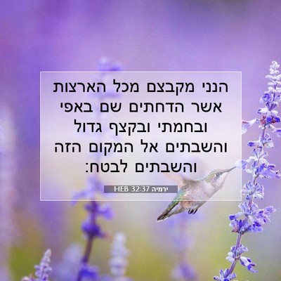 Picture 07 - ירמיה 32:37 HEB - הנני מקבצם מכל הארצות אשר - Bible Verse Picture