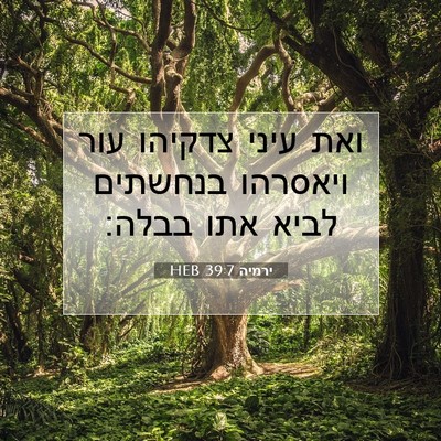 Picture 07 - ירמיה 39:7 HEB - ואת עיני צדקיהו עור - Bible Verse Picture