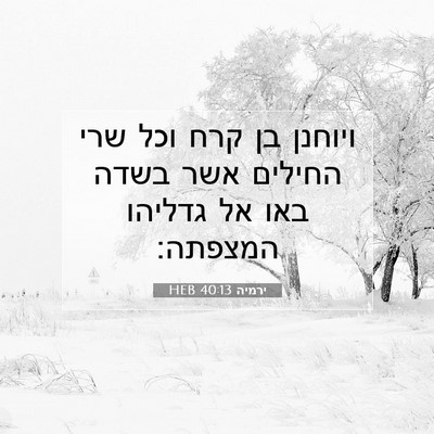 Picture 07 - ירמיה 40:13 HEB - ויוחנן בן קרח וכל שרי - Bible Verse Picture