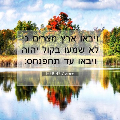 Picture 07 - ירמיה 43:7 HEB - ויבאו ארץ מצרים כי לא שמעו - Bible Verse Picture