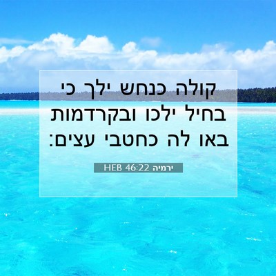 Picture 07 - ירמיה 46:22 HEB - קולה כנחש ילך כי בחיל ילכו - Bible Verse Picture