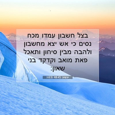 Picture 07 - ירמיה 48:45 HEB - בצל חשבון עמדו מכח נסים כי - Bible Verse Picture