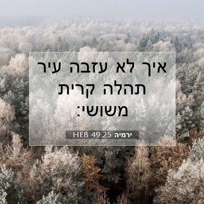 Picture 07 - ירמיה 49:25 HEB - איך לא עזבה עיר תהלה קרית - Bible Verse Picture