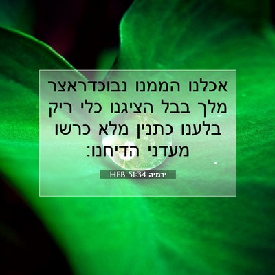 Picture 07 - ירמיה 51:34 HEB - אכלנו הממנו נבוכדראצר מלך - Bible Verse Picture