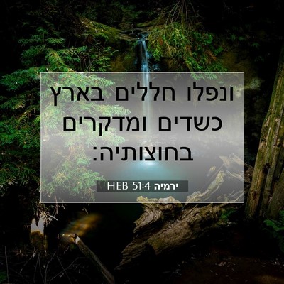 Picture 07 - ירמיה 51:4 HEB - ונפלו חללים בארץ כשדים - Bible Verse Picture