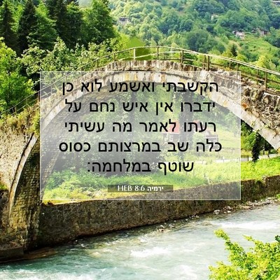 Picture 07 - ירמיה 8:6 HEB - הקשבתי ואשמע לוא כן ידברו - Bible Verse Picture