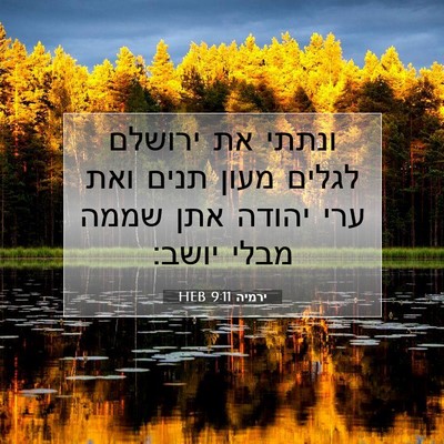 Picture 07 - ירמיה 9:11 HEB - ונתתי את ירושלם לגלים מעון - Bible Verse Picture
