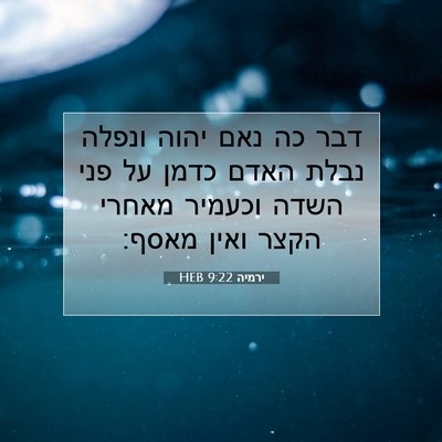 Picture 07 - ירמיה 9:22 HEB - דבר כה נאם יהוה ונפלה נבלת - Bible Verse Picture