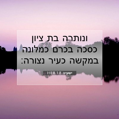 Picture 07 - ישעיה 1:8 HEB - ונותרה בת ציון כסכה בכרם - Bible Verse Picture