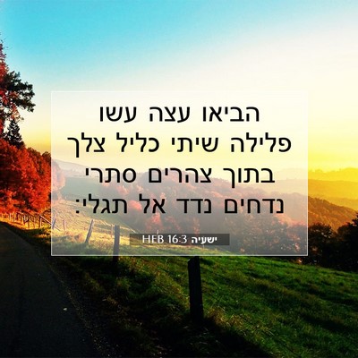 Picture 07 - ישעיה 16:3 HEB - הביאו עצה עשו פלילה שיתי - Bible Verse Picture