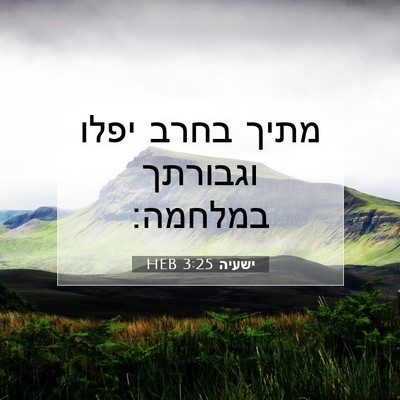 Picture 07 - ישעיה 3:25 HEB - מתיך בחרב יפלו וגבורתך - Bible Verse Picture