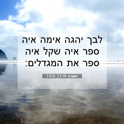 Picture 07 - ישעיה 33:18 HEB - לבך יהגה אימה איה ספר איה - Bible Verse Picture