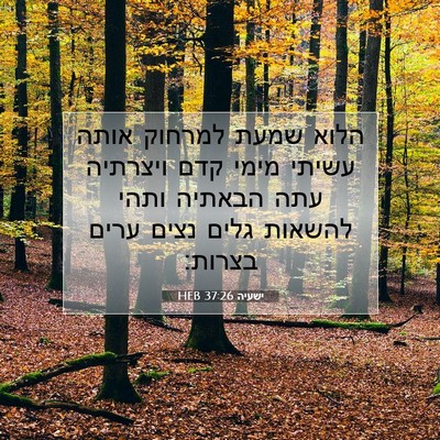 Picture 07 - ישעיה 37:26 HEB - הלוא שמעת למרחוק אותה - Bible Verse Picture