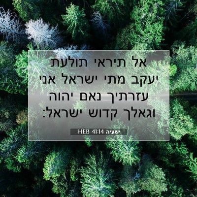Picture 07 - ישעיה 41:14 HEB - אל תיראי תולעת יעקב מתי - Bible Verse Picture