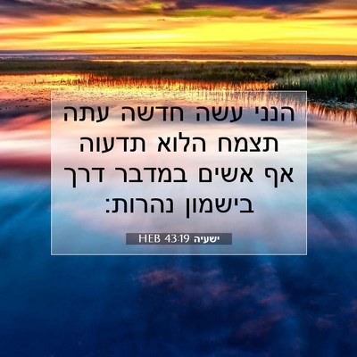 Picture 07 - ישעיה 43:19 HEB - הנני עשה חדשה עתה תצמח הלוא - Bible Verse Picture