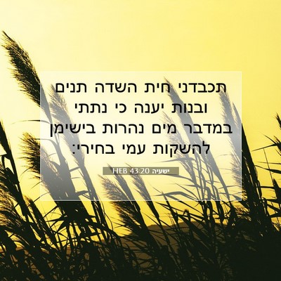 Picture 07 - ישעיה 43:20 HEB - תכבדני חית השדה תנים ובנות - Bible Verse Picture
