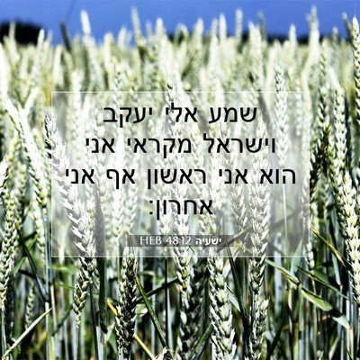 Picture 07 - ישעיה 48:12 HEB - שמע אלי יעקב וישראל מקראי - Bible Verse Picture