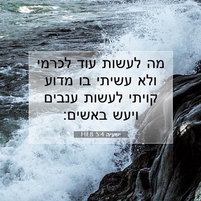 Picture 07 - ישעיה 5:4 HEB - מה לעשות עוד לכרמי ולא - Bible Verse Picture