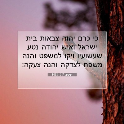 Picture 07 - ישעיה 5:7 HEB - כי כרם יהוה צבאות בית ישראל - Bible Verse Picture