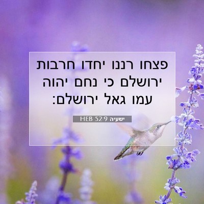 Picture 07 - ישעיה 52:9 HEB - פצחו רננו יחדו חרבות - Bible Verse Picture
