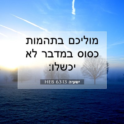Picture 07 - ישעיה 63:13 HEB - מוליכם בתהמות כסוס במדבר - Bible Verse Picture